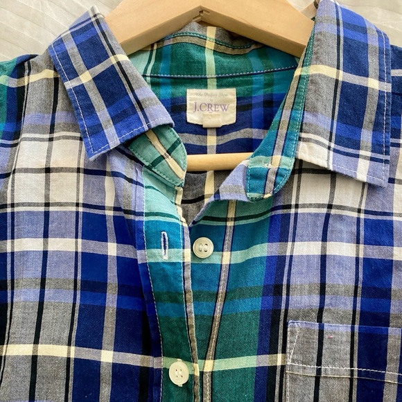 J. Crew Blue Green Plaid Button-Down Shirt - Picture 4 of 5